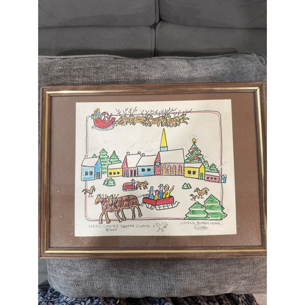Buddy Yohe Signed Limited Edition Print 8/600 Here Comes Santa Claus Folk Art